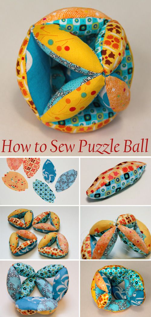 the instructions for how to sew a puzzle ball are shown in several different ways