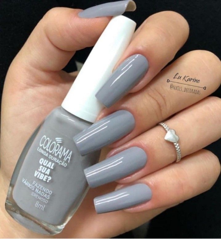 Light Gray Nails, Grey Acrylic Nails, Gray Nail, Grey Nail, Nail Paint Shades, Grey Nail Designs, French Acrylic Nails, Gray Nails, Short Acrylic Nails Designs