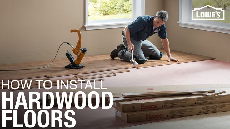 a man working on installing hardwood floors in his house with the words how to install hardwood floors