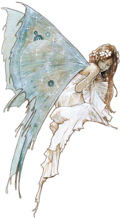 a drawing of a fairy holding a butterfly