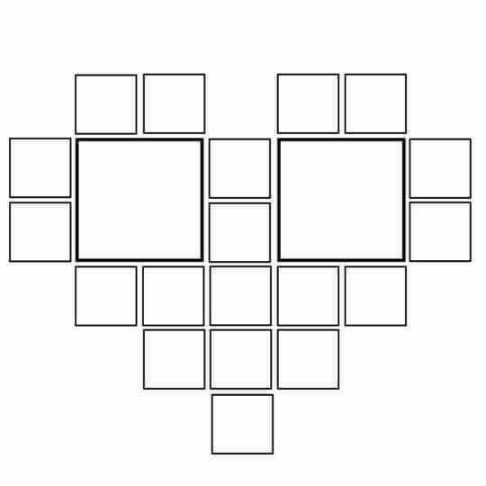 a black and white photo frame with squares in the shape of rectangles on it