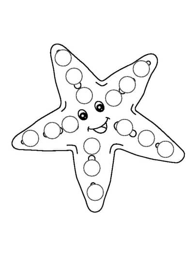 a starfish with bubbles on it's face and eyes, drawn in black ink