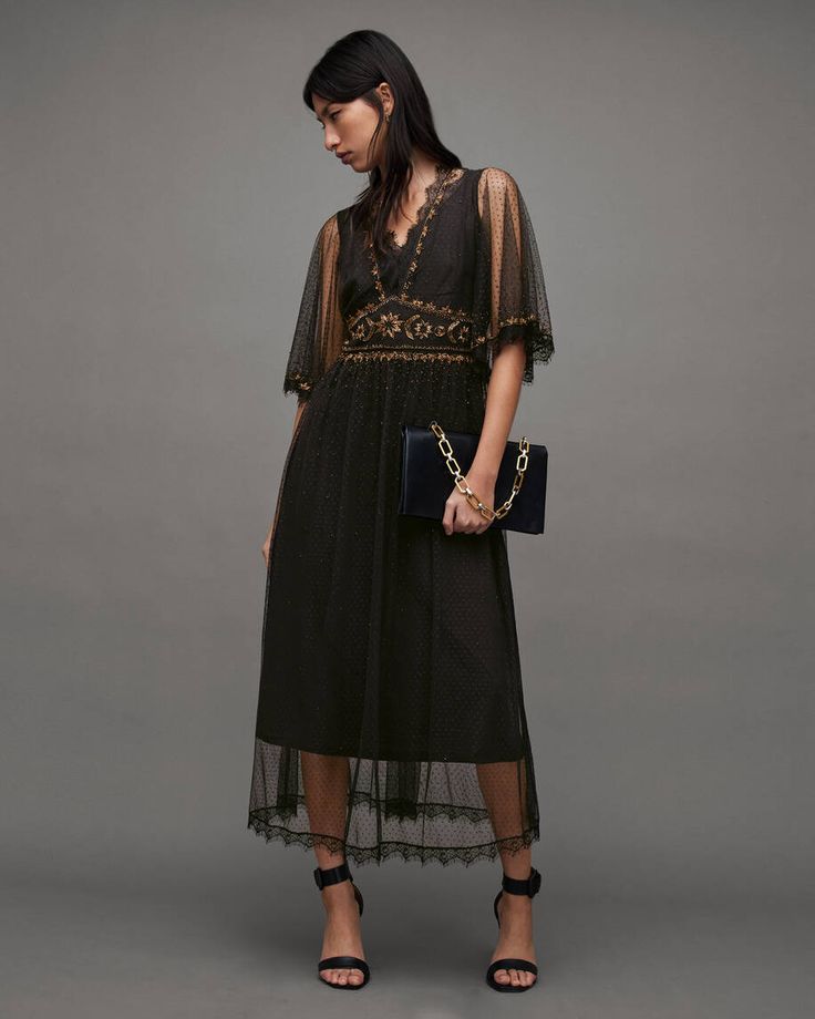 Chaya Sheer Embellished Maxi Dress Jackets Summer, Embellished Maxi Dress, Statement Dress, Sweaters And Jeans, Guest Outfit, Elbow Length Sleeve, 2024 Collection, Sheer Fabrics, Summer Essentials