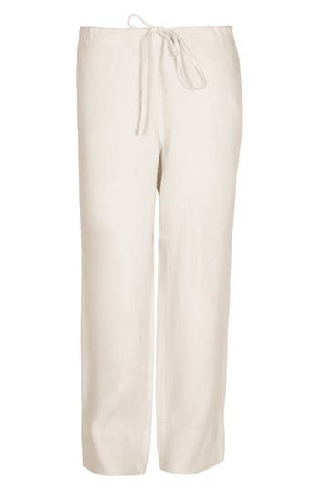 Lofty French linen shapes these lightweight lounge pants designed for all-day comfort with a roomy fit and drawstring waist. Drawstring waist 100% linen Machine wash, line dry Imported White Linen Lounging Bottoms, Casual Linen Lounging Bottoms, Spring Linen Lounging Pants, Casual Linen Lounging Pants, Linen Lounging Pants, Comfortable Linen Lounging Bottoms, Relaxed Linen Bottoms For Loungewear, Relaxation Linen Bottoms With Elastic Waistband, Comfortable Linen Bottoms For Lounging