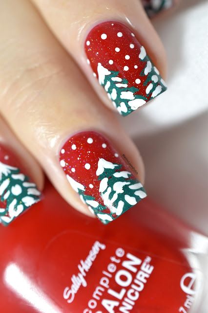 Trees Nail Art, Christmas Tree Nail Art, Nail Art Noel, Tree Nail Art, Festive Nails, Holiday Nails Winter, Nails Holiday, Christmas Tree Nails, Holiday Nails Christmas