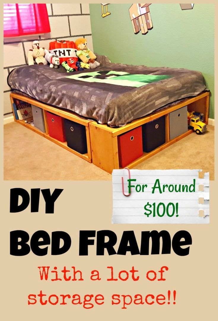 a bed frame with lots of storage space in the corner for $ 10 each or more