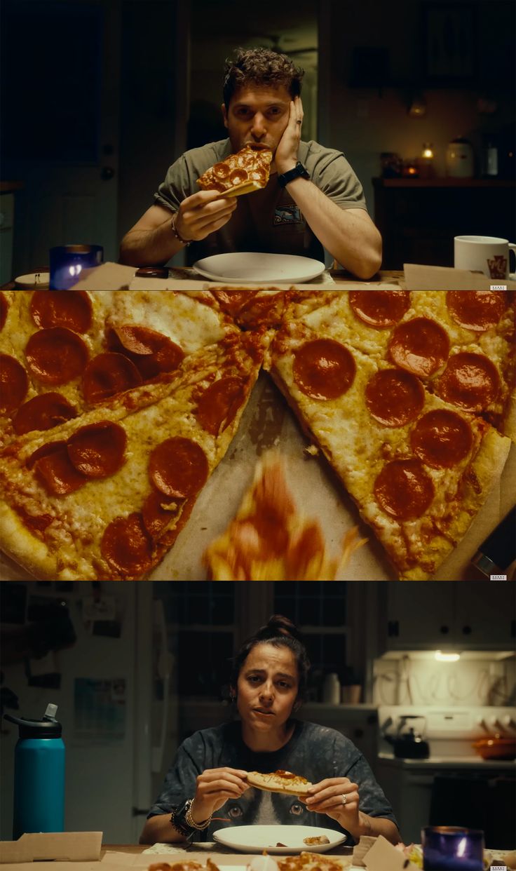 Pizza time.
Cinematic shots.
Film stills. 
Dinner. Creative Cinematic Shots, Cool Shots In Film, Film Angles Perspective, Documentary Shots Cinematography, Best Cinematic Shots, Good Cinematography, Cool Film Shots, Dinner Cinematography, Short Film Shots