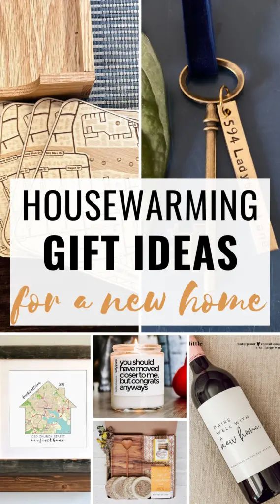 the words housewarming gift ideas for a new home are shown in this collage