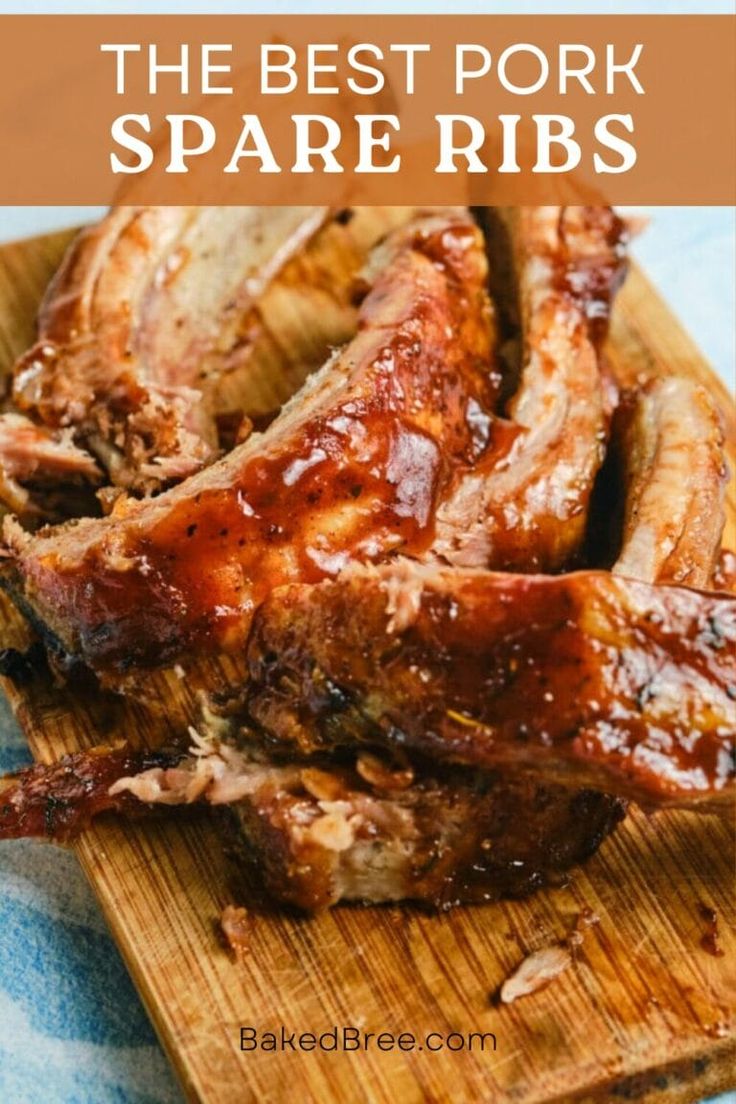 the best pork spare ribs on a cutting board