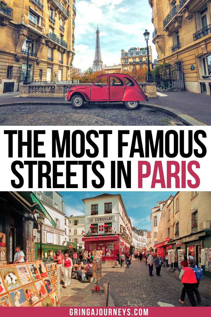 the most famous streets in paris with text overlaying it that reads, the most famous streets in paris