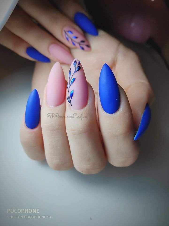 Summer Nails Simple, Harry Potter Nail Art, Short Nail Manicure, Trend Nails, November Nails, Blue Nail Art, Almond Nails Designs, Short Acrylic, Latest Nail Art