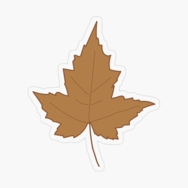 a brown leaf sticker on a white background