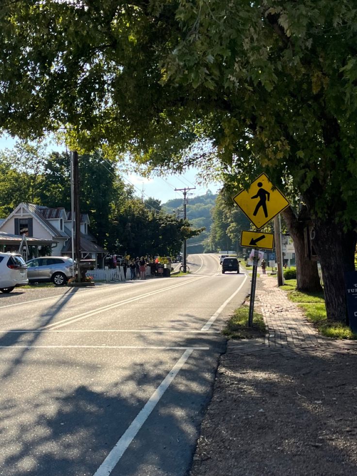 a pedestrian crossing sign on the side of a road