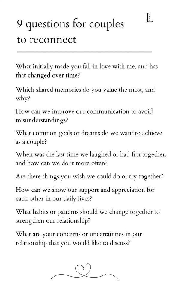 9 questions for couples to reconnect Question For Relationship, Questions For A Healthy Relationship, Couple Reconnection Questions, Questions For Relationship Growth, Marriage Reflection Questions, Cute Relationship Questions, Advice For Couples, Healing Questions For Couples, Questions For Connection