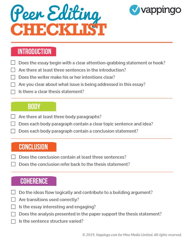 the peer editing checklist is shown in this graphic diagram, which shows how to use it