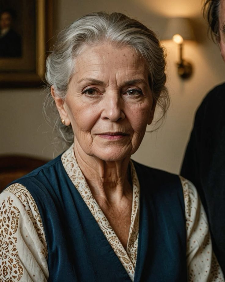 an older woman sitting next to a man