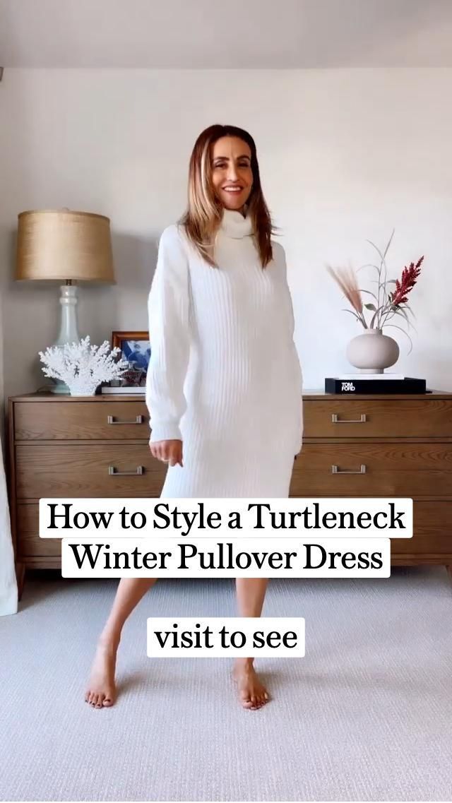 Turtleneck Sweater Dress Outfit, Style A Turtleneck, How To Style A Turtleneck, Dress Casual Outfits, Everyday Outfits Fall, Karina Style, Outfits Everyday, Sweater Dress Outfit, Winter Pullover