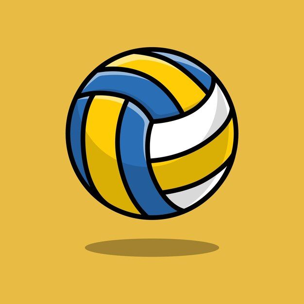 a yellow and blue volleyball ball on a brown background