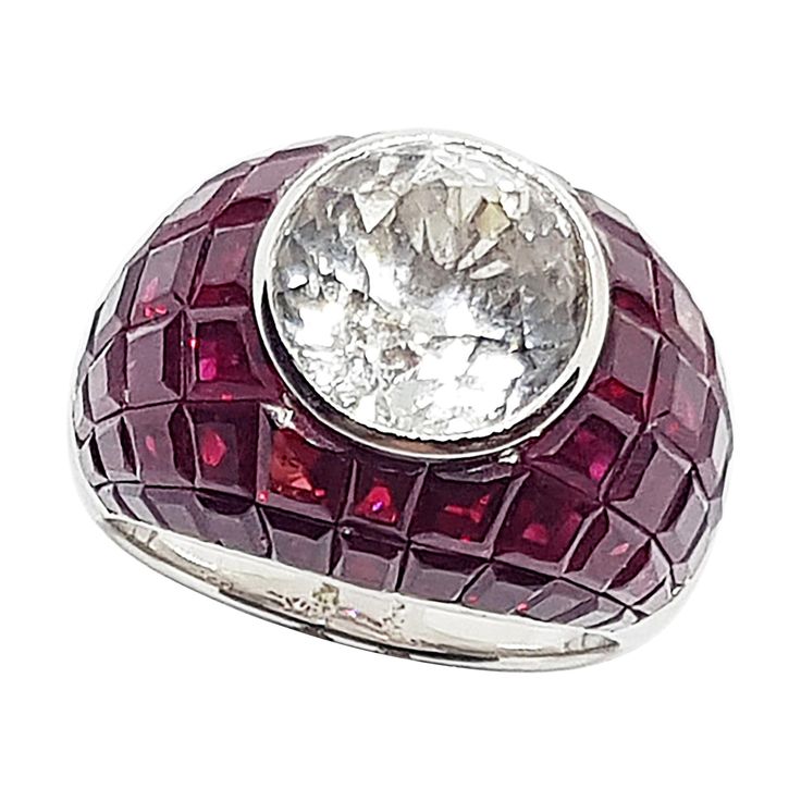 White Sapphire 5.81 carats with Ruby 14.38 carats Ring set in 18 Karat White Gold Settings Width: 1.2 cm Length: 1.2 cm Ring Size: 54 Total Weight: 12.02 grams "We first opened doors in 1980 when it was then situated in the vicinity of the Victory Monument; a small and modest storefront with a couple of counters. From its humble beginnings to where it stands today, our company has proven its abilities as a jeweler. Since the beginning, we have been supplying fine quality pieces to dealers, whole Ruby Ring Set, Sapphire Antique Ring, Cluster Ring Set, Sapphire Rings, Retro Ring, Diamond Ring Settings, Gold Ring Sets, Alternative Engagement Rings, Blue Sapphire Rings