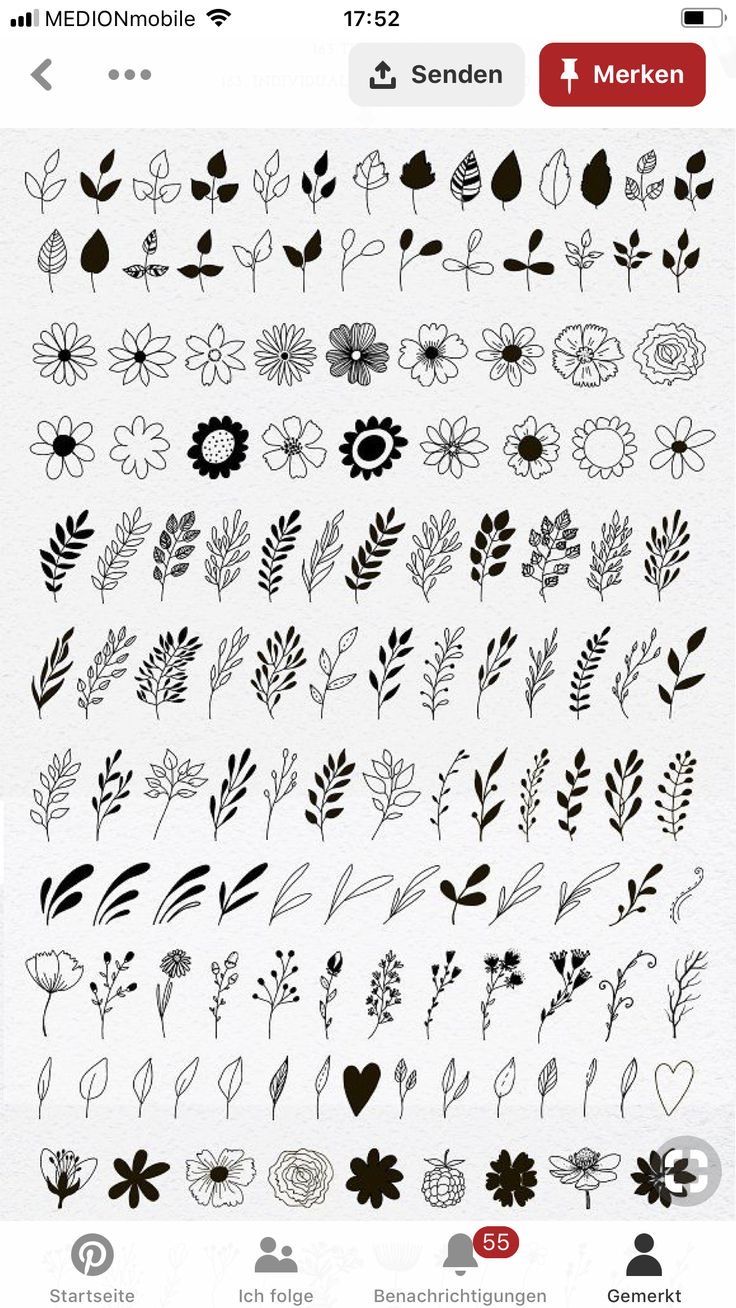 an iphone screen with flowers and leaves drawn on the phone's keyboard, which is also