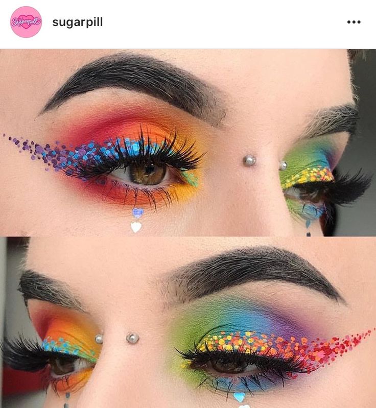 Colorful Makeup Looks, Fantasy Make-up, Halloweenský Makeup, Make Up Designs, Sugarpill Cosmetics, Pride Makeup, Rainbow Makeup, Beauty Make-up, Colorful Eye Makeup