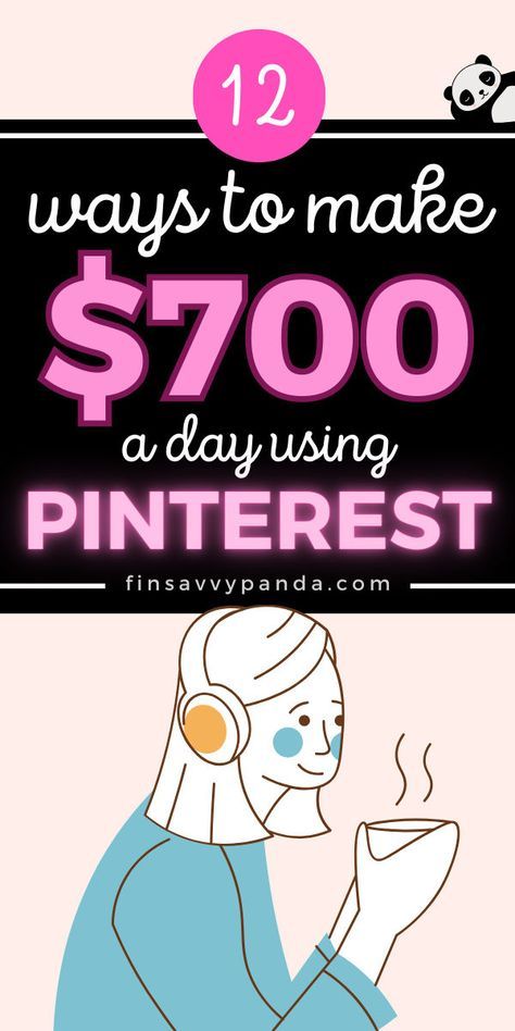 a woman with headphones on and the words, 12 ways to make $ 700 a day using pinterest