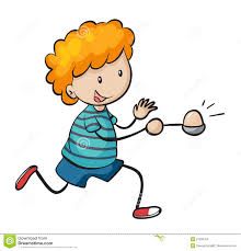 a boy running with a ball in his hand