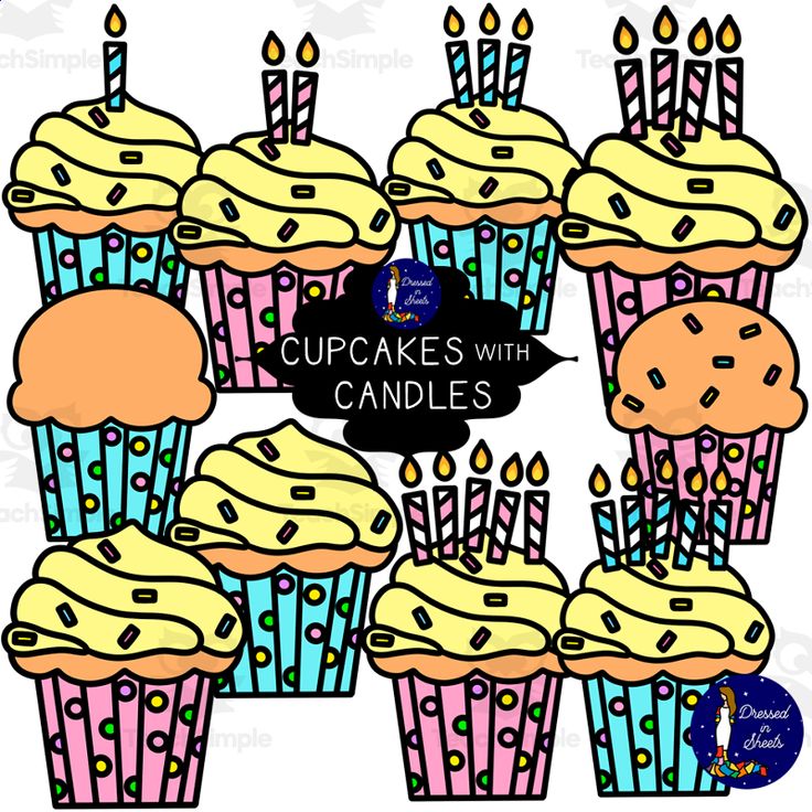 cupcakes with candles clipart for commercial use in adobe and png format