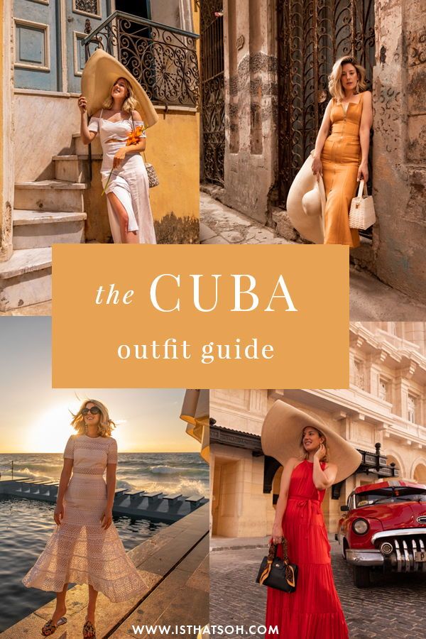 the cuba outfit guide is featured in this postcard with images of women wearing dresses and hats