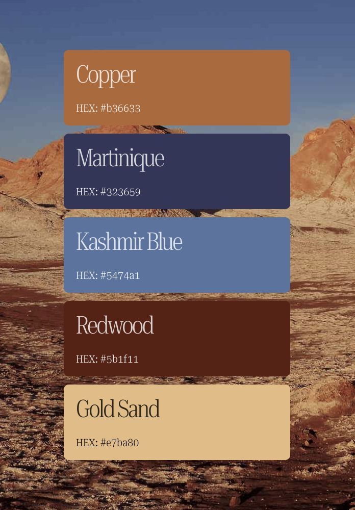 the desert is full of different colors and textures, including brown, blue, red, yellow