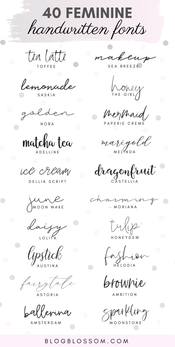 the 40 feminine handwritten font styles