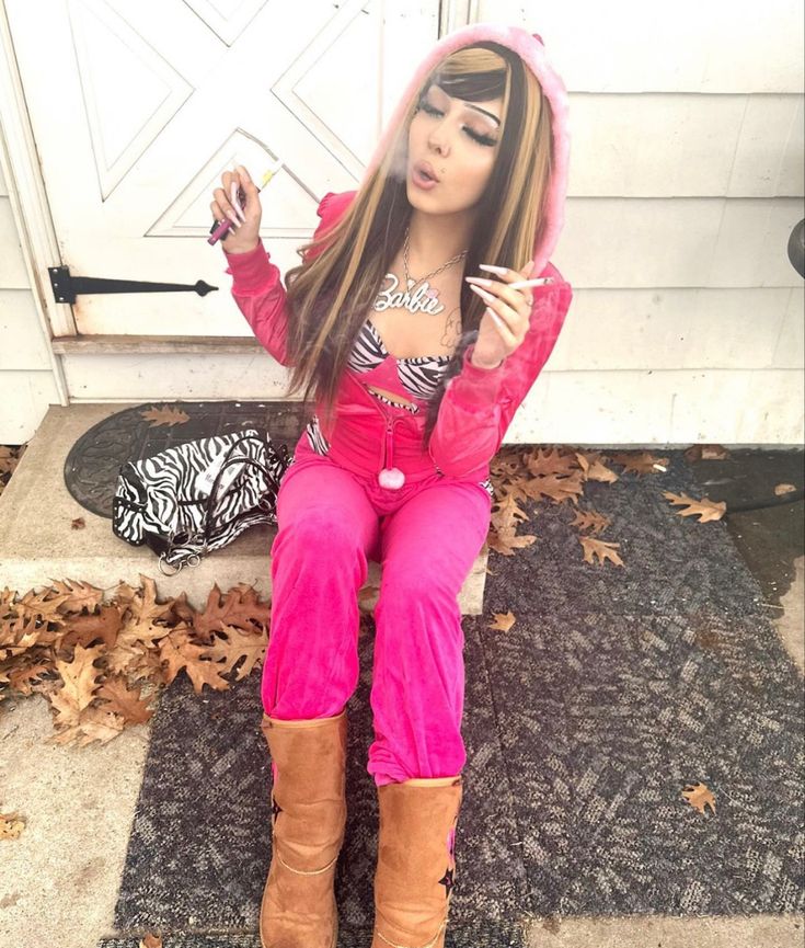 Kawaii Gyaru Fashion, 2000s Black Women Fashion, Trashy 2000s Outfits, Pink 2000s Outfit, Leslie Core, Tumblr Core, Mcbling Outfits, Girly Goth, 2018 Outfits