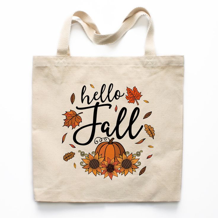 a tote bag with the words hello fall written on it