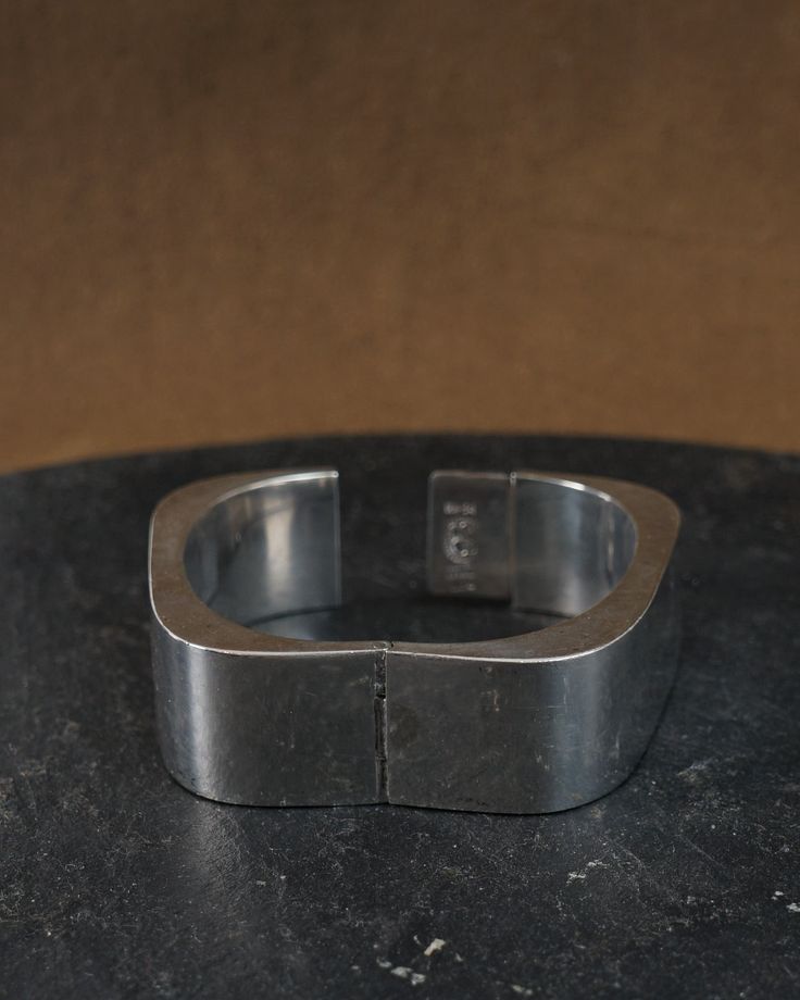 Sterling silver Approx. 2.75" x 1.5" inside Made in Mexico Silver Brutalist Bracelets As Gift, Modernist Sterling Silver Oyster Bracelet Gift, Modernist Sterling Silver Bracelet Gift, Black Brutalist Sterling Silver Jewelry, Nickel-free Southwestern Sterling Silver Bracelet, Hasami Porcelain, Issey Miyake Men, Candle Branding, Tool Gifts