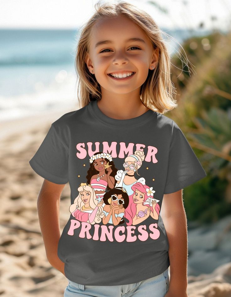 Let your little one rule the summer in style with our Enchanted Summer Princess Tee! This magical t-shirt features a sparkling crown and whimsical fairy tale design, perfect for your mini royalty. Crafted from soft, breathable cotton, it's ideal for keeping cool during all her summer adventures. Whether she's off to a playdate or exploring her kingdom in the backyard, this tee will make her feel like a true princess. Available in a variety of vibrant colors and sizes. Make her summer enchanting with the Enchanted Summer Princess Tee! Disney Summer Cartoon Print T-shirt, Disney Character Print Summer T-shirt, Disney Crew Neck T-shirt For Summer, Summer Disney T-shirt With Letter Print, Disney Summer T-shirt With Letter Print, Disney Letter Print T-shirt For Summer, Pink Disney Tops For Summer, Disney Cartoon Print Summer Tops, Disney Summer Tops With Cartoon Print