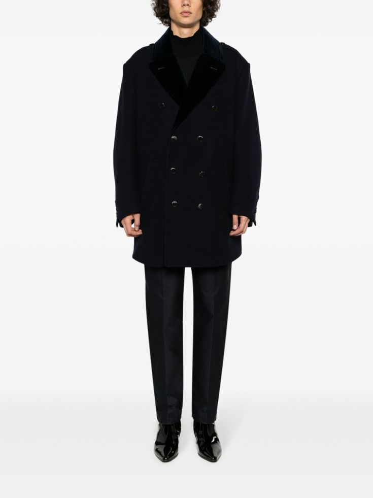 Navy Wool Coat, Mens Wool Coats, Wool Peacoat, Mens Navy, Blue Wool, Black Coat, Wool Coat, Welt Pockets, Welt Pocket