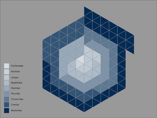 an image of a blue hexagonal object in the middle of a gray background