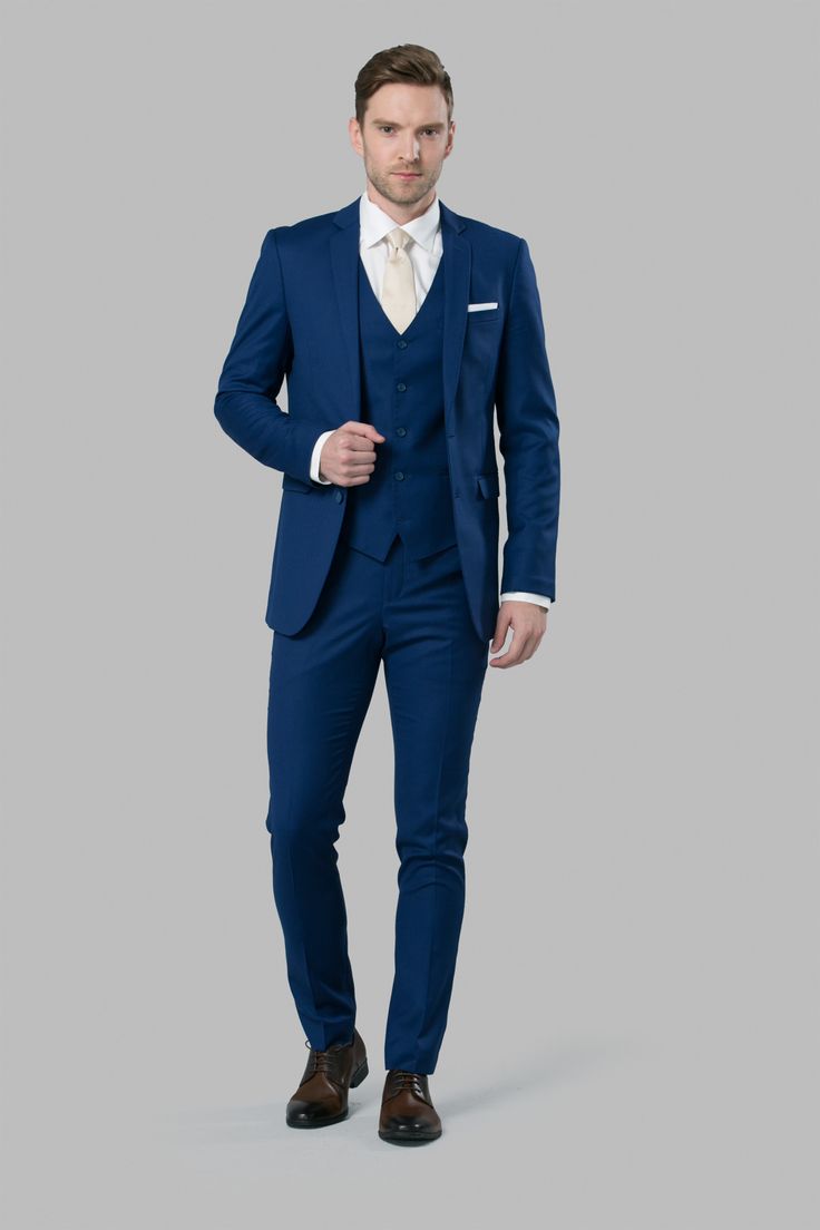 The Lyon Blue Slim Fit Suits With Notch Lapel, Blue Slim Fit Suit In Suiting Fabric, Blue Slim Fit Suits In Suiting Fabric, Blue Fitted Suit With Notch Lapel, Blue Slim Fit Suit With Pressed Crease, Blue Three-piece Suit With Notch Lapel For Business Casual, Slim Fit Blue Suit With Pressed Crease, Blue Slim Fit Suits With Pressed Crease, Tailored Blue Suits With Suit Collar