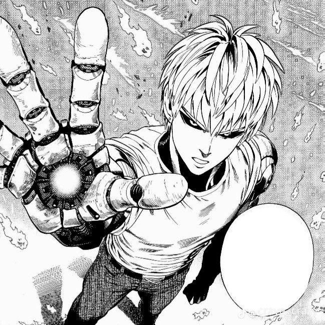 an anime character holding up his hand in the air