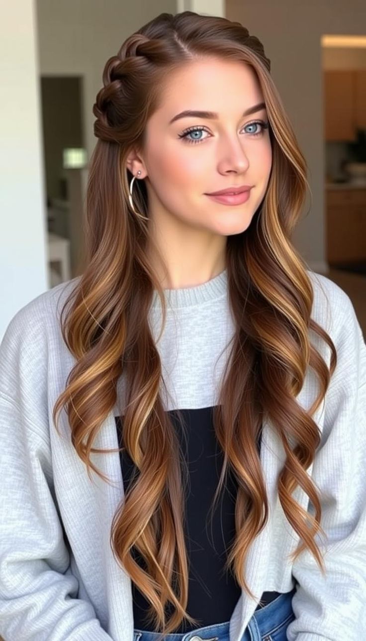 Elegant braided half-up half-down for a soft, boho style 🌿 #BraidedHalfUpHalfDown #BohoHair Half Back Braids, Front Piece Braids, Half Up Half Down Plait, Braided Half Up Hairstyles, Half Up Half Down Hairstyles With Braids, Braided Half Up Half Down Hair, Bridesmaid Hair Braid, Head Braid, Braided Half Updo