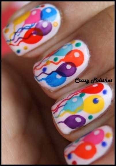 Balloon nails Balloon Nail Design, Birthday Nail Art, Birthday Nail Designs, Birthday Nail, March Nails, Unghie Nail Art, Fingernail Designs, Finger Nails, Nail Stuff