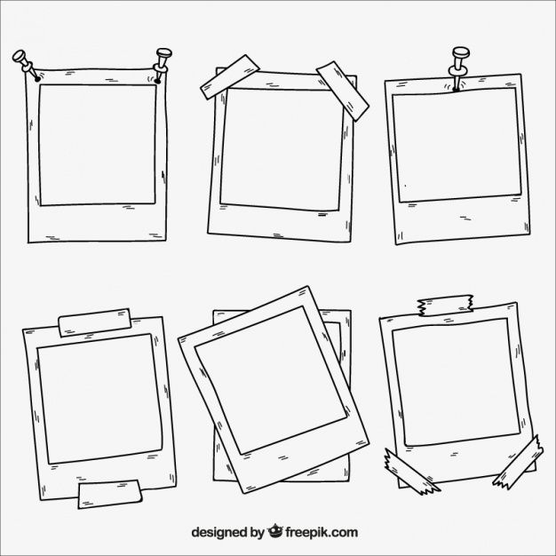 four frames with blank paper attached to them