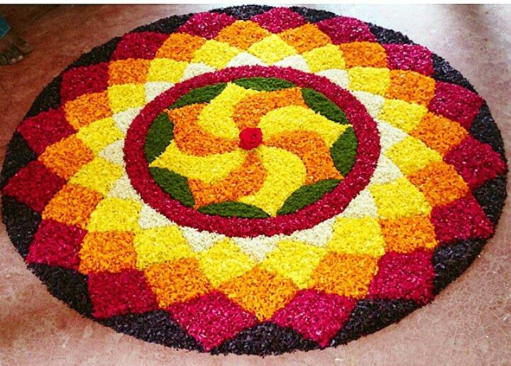 a colorful flower design on the floor