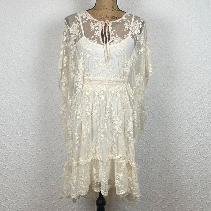 Bundle Discounts On Multiple Items Fast Shipping Sustainable Business Poshmark Embassador New Without Tags! Summer Mini Dress With Lace Patchwork For Daywear, Flowy Beige Lace Mini Dress, Summer Lace Boho Dress Flowy Fit, Bohemian Summer Lace Dress For Garden Party, Bohemian Lace Dress For Summer Garden Party, Flowy Lace Boho Dress For Summer, Flowy Lace Boho Summer Dress, Cream Lace Mini Dress With Lace Patchwork, Spring Vacation Lace Dress With Lace Patchwork