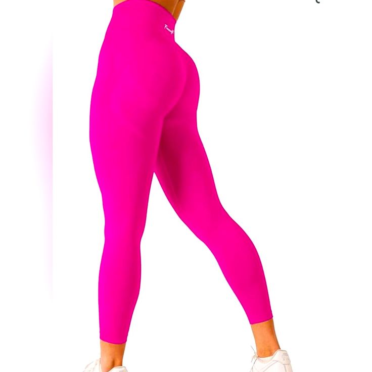 Fresought Scrunch Sculpting Seamless, Butt-Lifting High Waisted Tummy Control Active Yoga Leggings/Pants/Tights, Full Length, Amazing Soft Fabric. Size Xs, Measurements In The Photos. Color Is Pink Global Pink Full Length Yoga Pants For Workout, Pink Full Length Yoga Pants For Sports, Seamless High Stretch Sports Pants, Pink Full Length Activewear For Gym, Pink Full Length Tights For Gym, Seamless Tight Pants For Gym, Tight Seamless Sports Pants, Athleisure Seamless Tights, Tight Seamless Gym Pants