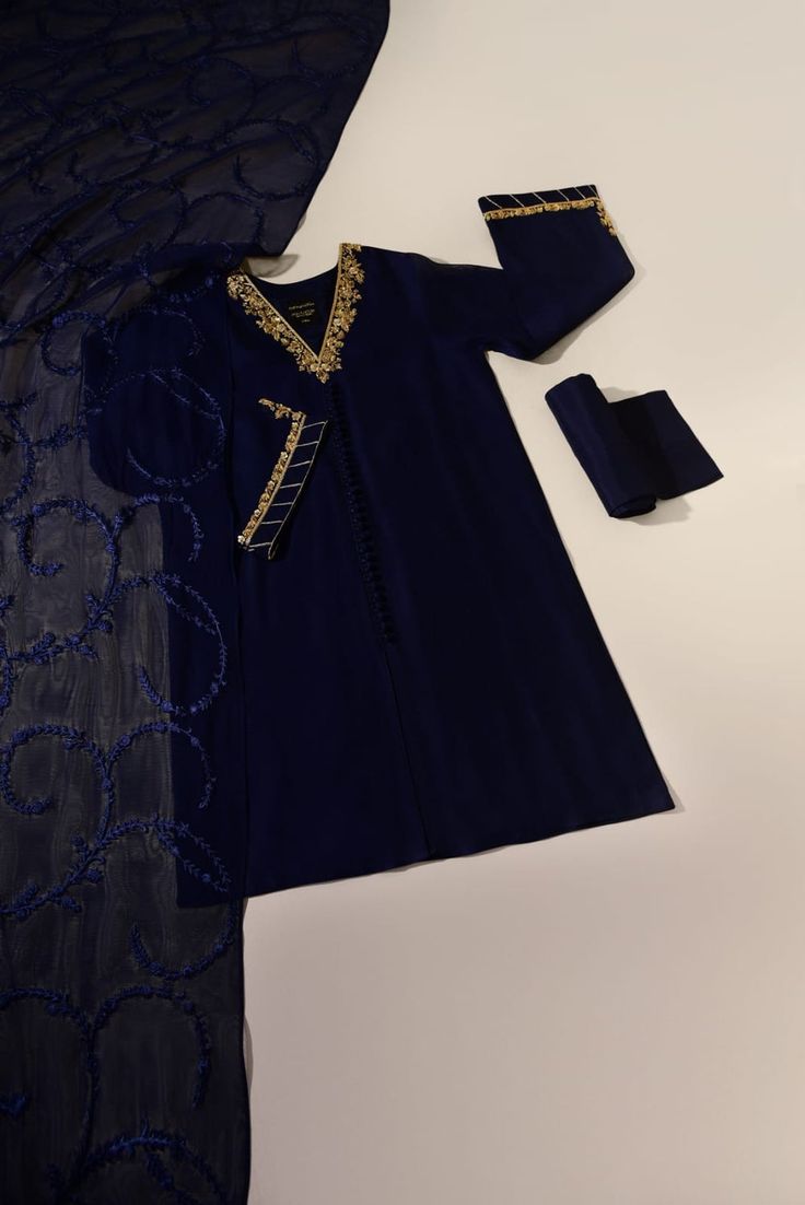 Ivy in adorned on pure navy blue cotton net with intricate hand craftmenship in an open shirt silhouette, perfect for pre/post wedding events, paired with matching embroidered net dupatta and pencil trousers, making this a crowd favourite. Delivery time: 4 to 6 weeks Long Kameez, Eid Fashion, Pencil Trousers, Shirt Silhouette, Open Shirt, Pakistani Wedding Outfits, Pakistani Dresses Casual, Pakistani Fashion Party Wear, Pakistani Fancy Dresses