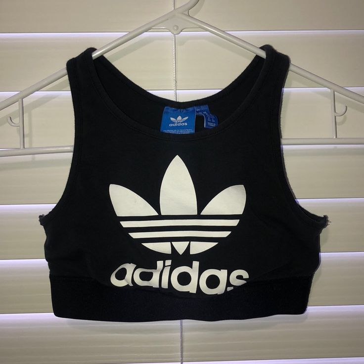 Never Worn Adidas Sports Bra Adidas Cotton Activewear For Workout, Adidas Logo Cotton Activewear For Workout, Adidas Cotton Sporty Activewear, Adidas Cotton Activewear, Black Cotton Sports Bra For Summer, Adidas Logo Workout Tops For Spring, Adidas Logo Tops For Spring Workout, Spring Adidas Activewear For Gym, Fitted Logo Print Activewear For Streetwear