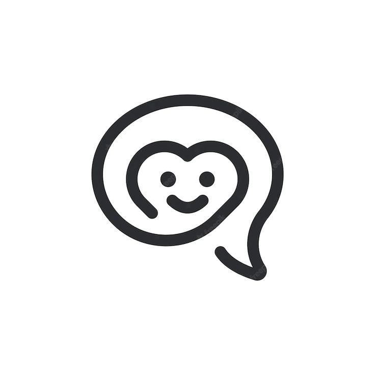 a speech bubble with a smiling face inside