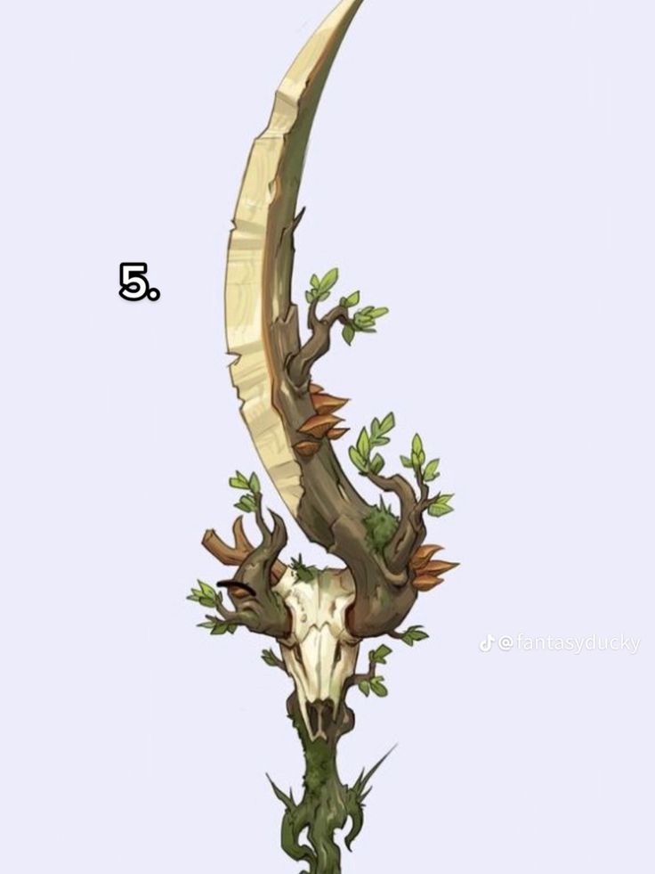 an animal skull with horns and vines on it's head is shown in the shape of a crescent