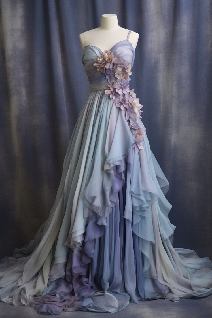 Wisteria inspired gown Garden Of Time Inspired Dress, Fantasy Bridesmaid Dresses, Garden Of Time Dress, Ethereal Ball Gown, Fairytail Dress, Fairy Tail Dress, Fairy Ballgown, Autumn Gown, Mystical Dresses